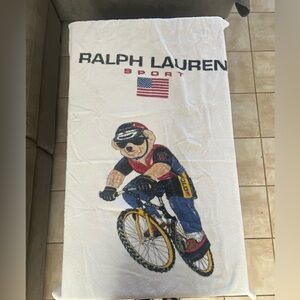 Vintage Ralph Lauren Sport Towel with Cycling Bear Design